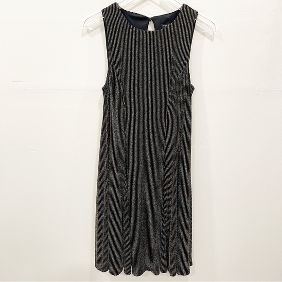 Torrid Black & Gold Glitter Stripe Fluted Dress Size 00 - Picture 3 of 11
